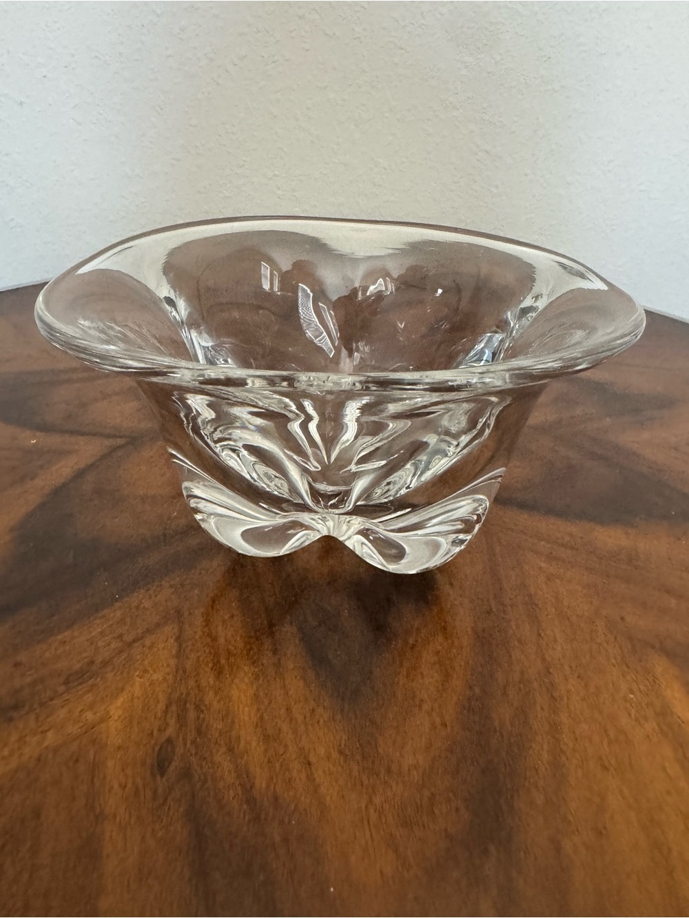 Elegant Orrefors Crystal Edward Hald Pinched Base Console Bowl 6”  Made Sweden